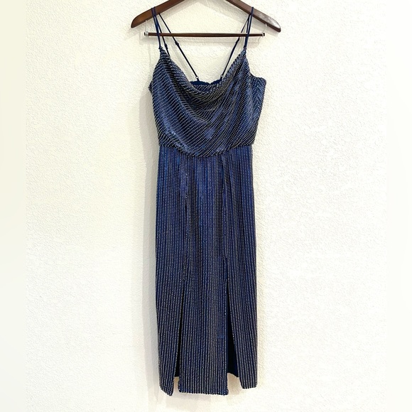 NWT Haney Elise Sequin Embellished Thigh-Slit Midi Cocktail Dress Flapper Gatsby - Picture 11 of 16